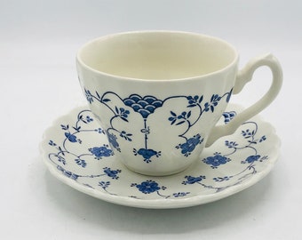 Vintage Yorktown Salem China Co, Olde Staffordshire Ironstone tea Cup and Saucer England- Rare Collection Finlandia