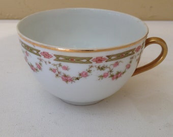 Vintage Tea Cup  -pink flowers and green leaves Victoria Austria-VTO31