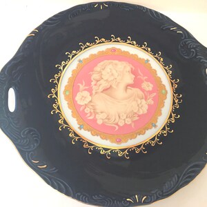 Haas & Czjzek Large 12&quot; Platter Handmade Fine Porcelain Czech Republic- Cobalt blue and gold