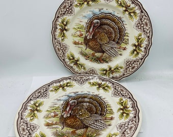 Set of (2) Victorian English Pottery-Royal Stafford Homeland Dinner Plates Thanksgiving- 11"- New Condition