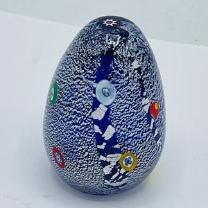 Antica Murrina Veneziana Murano Millefiori Art Glass Paperweight Baccerini- egg Shaped- Great Condition