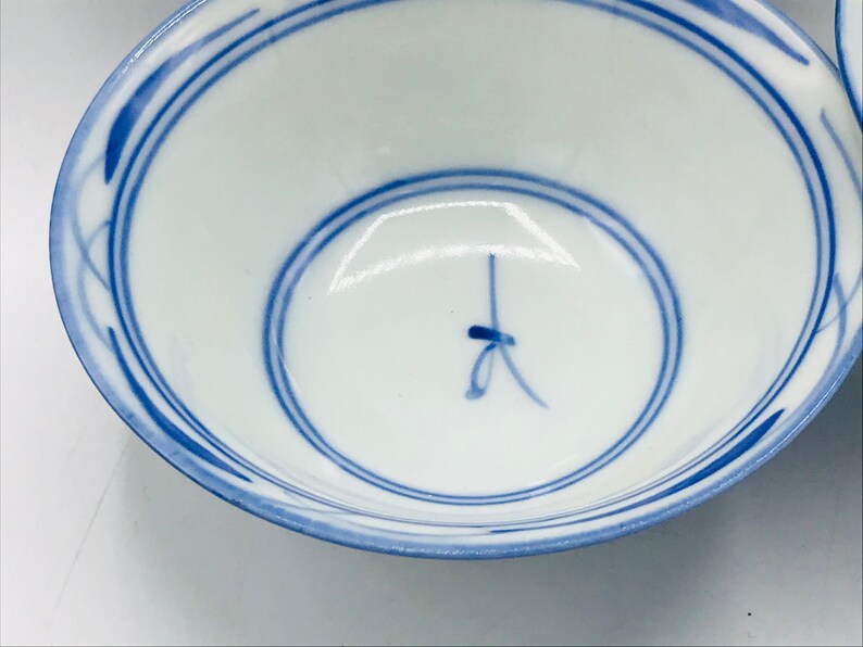 Vintage Nesting Rice Bowl Set of 4 Blue and White with hand painted floral design Chip Free image 3