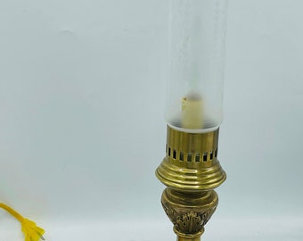 RARE Vintage Frederick Cooper Brass Candlestick Lamp With Etched Globe and  Wood Base 17 Excellent Condition -  Canada