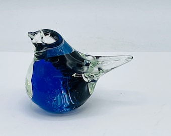 Vintage Blue Bird of Happiness Art glass Bird Figurine/Paperweight