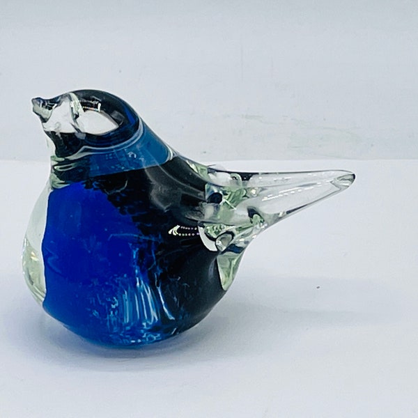 Vintage Blue Bird of Happiness Art glass Bird Figurine/Paperweight