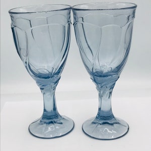 Vintage 2 Noritake Sweet Swirl Blue Wine Goblets or Wine Glasses Nice Condition Hard to find image 3