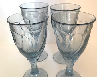 Vintage (4)  Noritake "Sweet Swirl"  Blue Wine Goblets or Wine Glasses - Nice Condition- Hard to find!