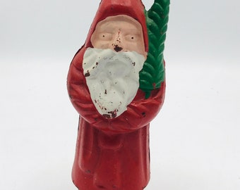 Vintage Cast Iron  Santa Claus Bank John Wright Santa With Tree Cast Iron Still Bank. 1963.