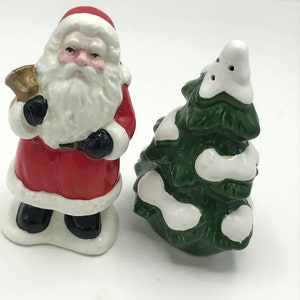 Vintage Santa Claus and Christmas Tree  Salt and Pepper Shakers-Great Condition- Japan