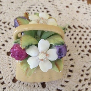 Vintage Lovely Royal Doulton Autumn Basket Fine Bone China Miniature Flowers in a basket. Mint image 3