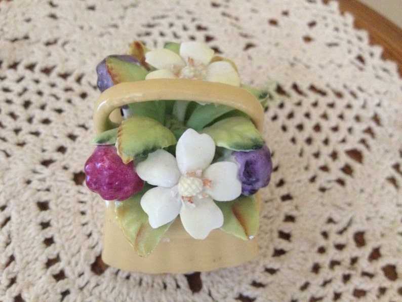 Vintage Lovely Royal Doulton Autumn Basket Fine Bone China Miniature Flowers in a basket. Mint image 3