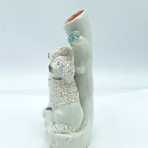 Antique Staffordshire Confetti Poodle Dog Spill Vase w/ Quill holder figural Group 4 3/4 image 4