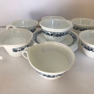 Vintage 7 Sets of Old Town Blue Onion Pattern Correlle Tea Cups and Saucers image 1