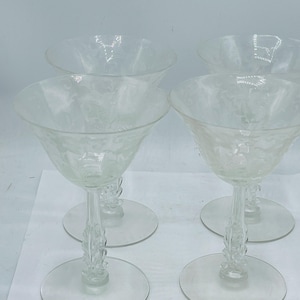 Set Of 4 Vintage Cambridge Roselyn 8oz Sherbet Cocktail  Glasses  Rare Find 1950&#39;s