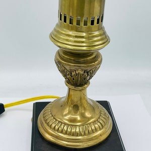 RARE Vintage Frederick Cooper Brass Candlestick Lamp with Etched Globe and Wood Base 17 Excellent Condition image 2
