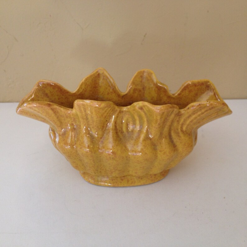 Vintage California Pottery Dark Yellow Planter or Vase Artistic California 500 Nice condition image 1