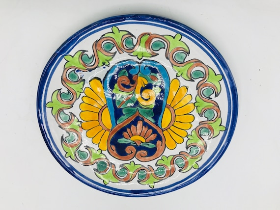 Vintage Mexican Talavera Pottery Plate for Display signed Mexico