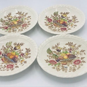 Vintage-4 Pc Johnson Bros Pomona Brown Transfer ware Small Saucer Dishes 4.25 image 1