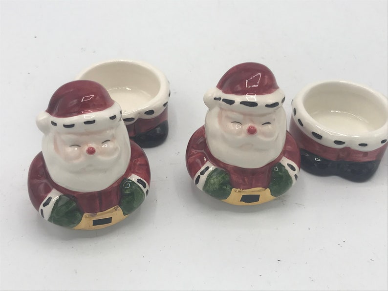 Stocking Stuffer by JCM Christmas Decoration Vintage pair of Santa Claus Trinket Boxes 3 14 tall