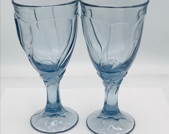 Vintage (2)  Noritake "Sweet Swirl"  Blue Wine Goblets or Wine Glasses - Nice Condition- Hard to find!