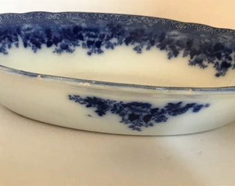 Antique 10" Oval Vegetable Bowl Dundee (Flow Blue) by RIDGWAY (RIDGWAYS) England