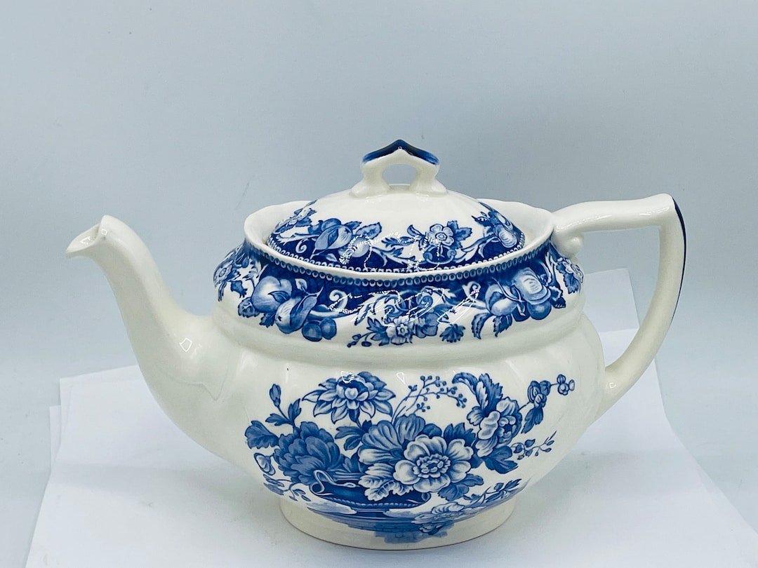 Royal Doulton Pomeroy Blue China Teapot 1940's Rare Item Etsy