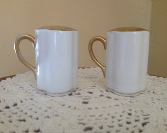 Lovely Vintage Pretty White and Gold Salt and Pepper Shakers marked Germany