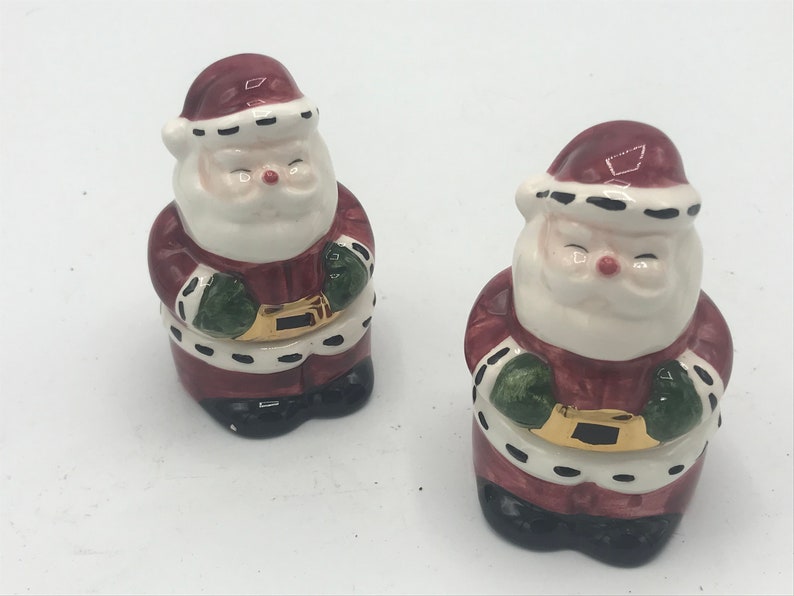 Stocking Stuffer by JCM Christmas Decoration Vintage pair of Santa Claus Trinket Boxes 3 14 tall