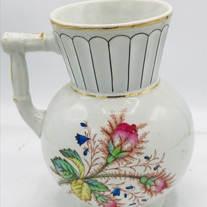 Antique Knowles Taylor & Knowles PITCHER Vintage Ironstone Floral Rose Moss- Nice Condition- 1858 - 1934