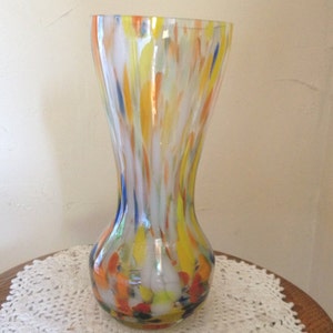 Vintage Art glass Blown Multi Colored glass  Murano Style - 9" tall