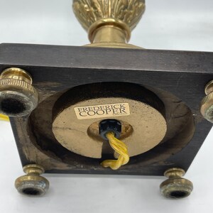 RARE Vintage Frederick Cooper Brass Candlestick Lamp with Etched Globe and Wood Base 17 Excellent Condition image 4