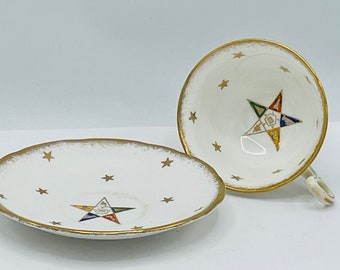 Royal Stafford Order of the Eastern Star Tea Cup and Saucer Set - Chip Free- Vintage