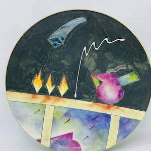 Large 14&quot; Decorative Art Studio Ceramic Plate- Signed and Dated-One of a Kind