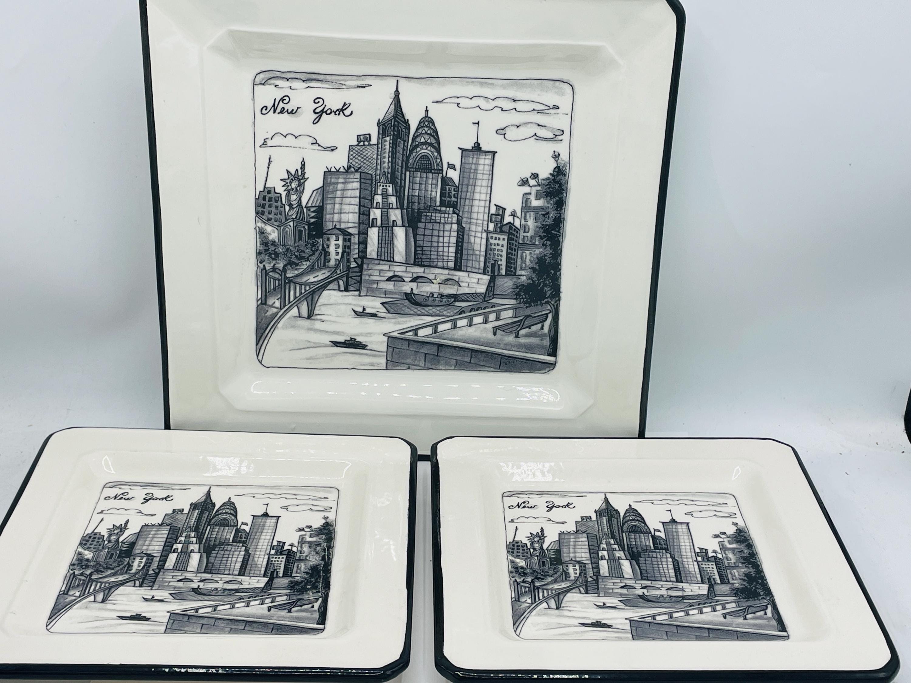 Brunelli 都市スケッチの陶磁器皿4枚セット Brunelli Square City Plate - Etsy