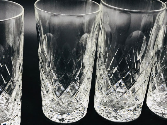 5x Crystal LONG DRINK GLASSES Heavy High Ball Glasses Old 