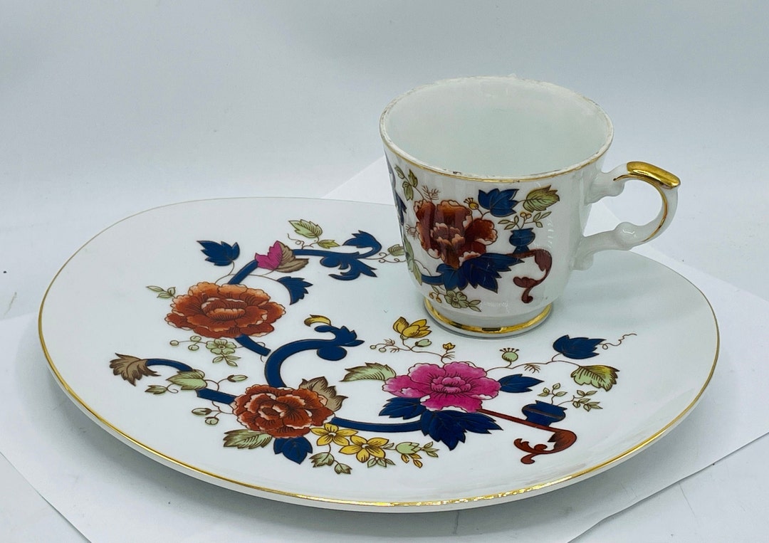 Vintage Jonas Roberts Oval Snack Cup & Plate Set, Japan, 9.5
