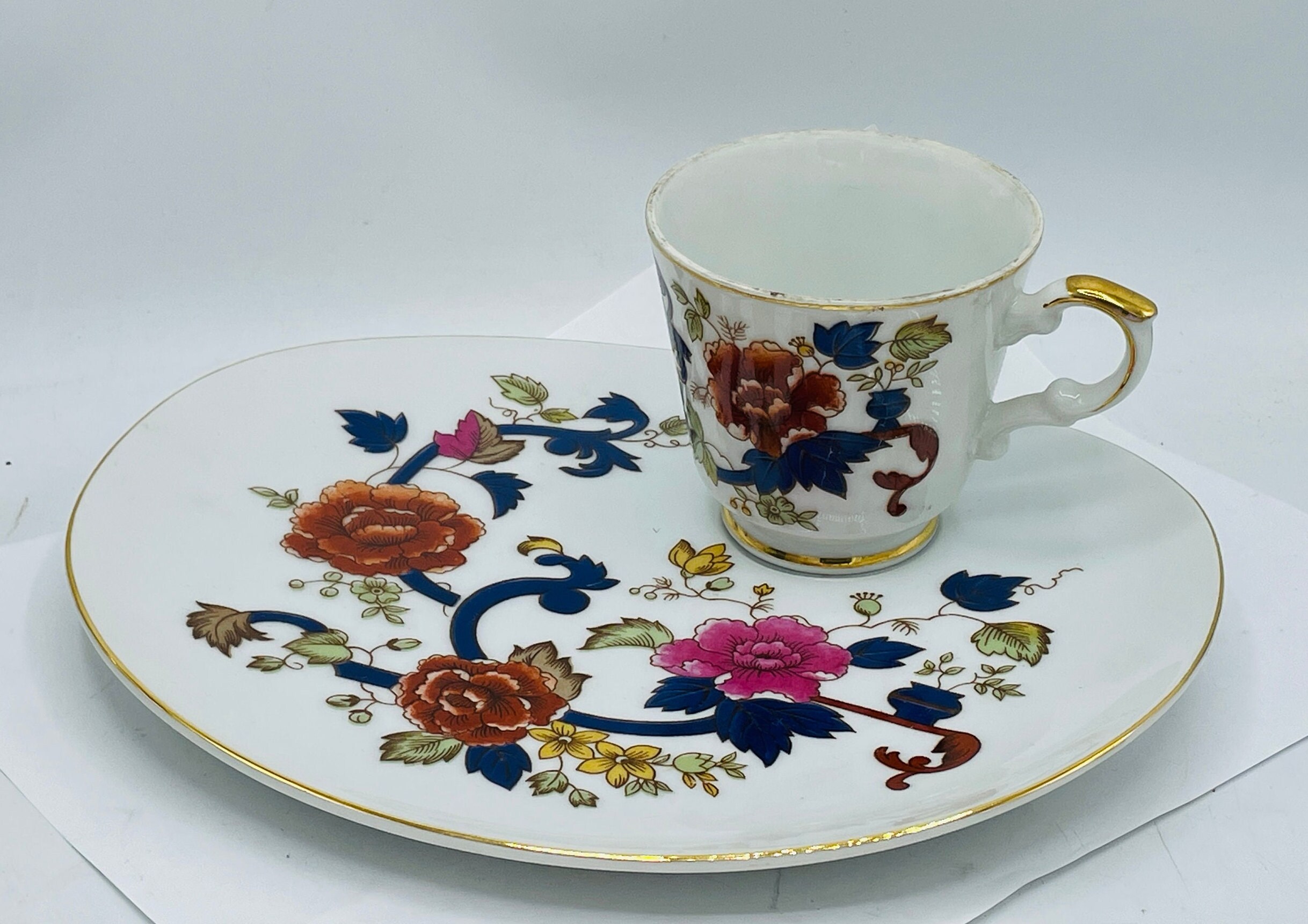 Vintage Jonas Roberts Oval Snack Cup & Plate Set, Japan, 9.5