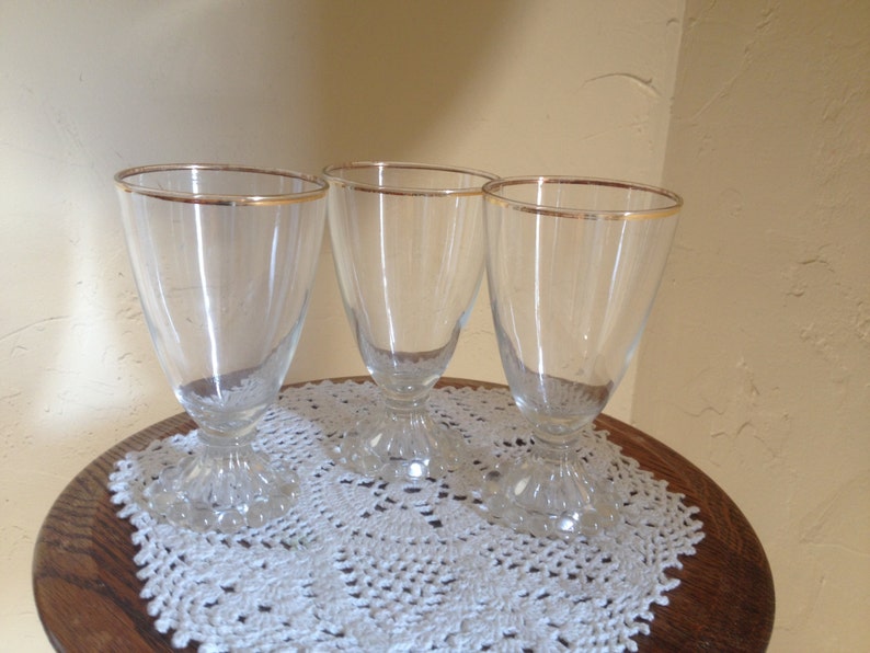 Vintage Set of 3 Anchor Hocking Juice Glasses With Gold Trim Etsy