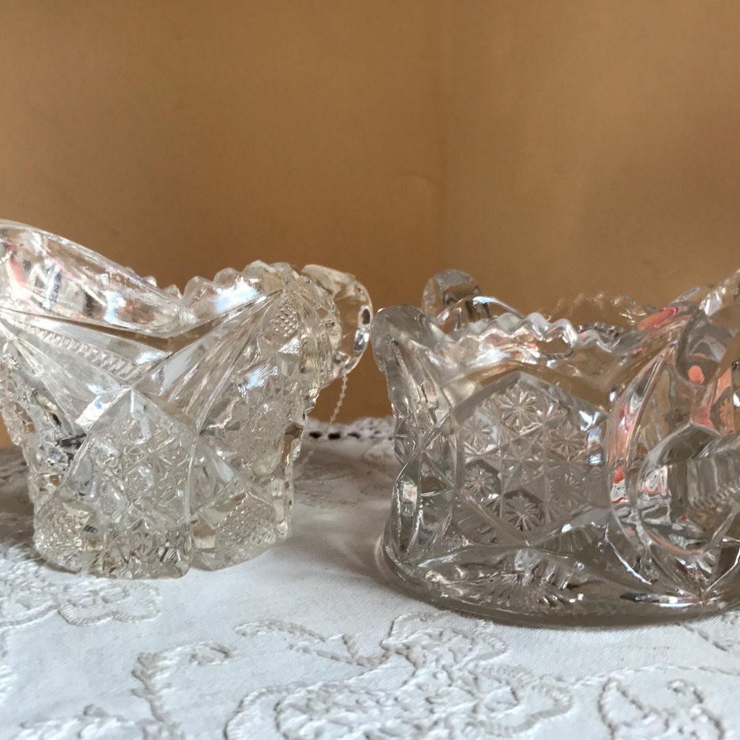 Vintage Cut Lead Crystal Cream and Sugar Set nice Condition. Etsy