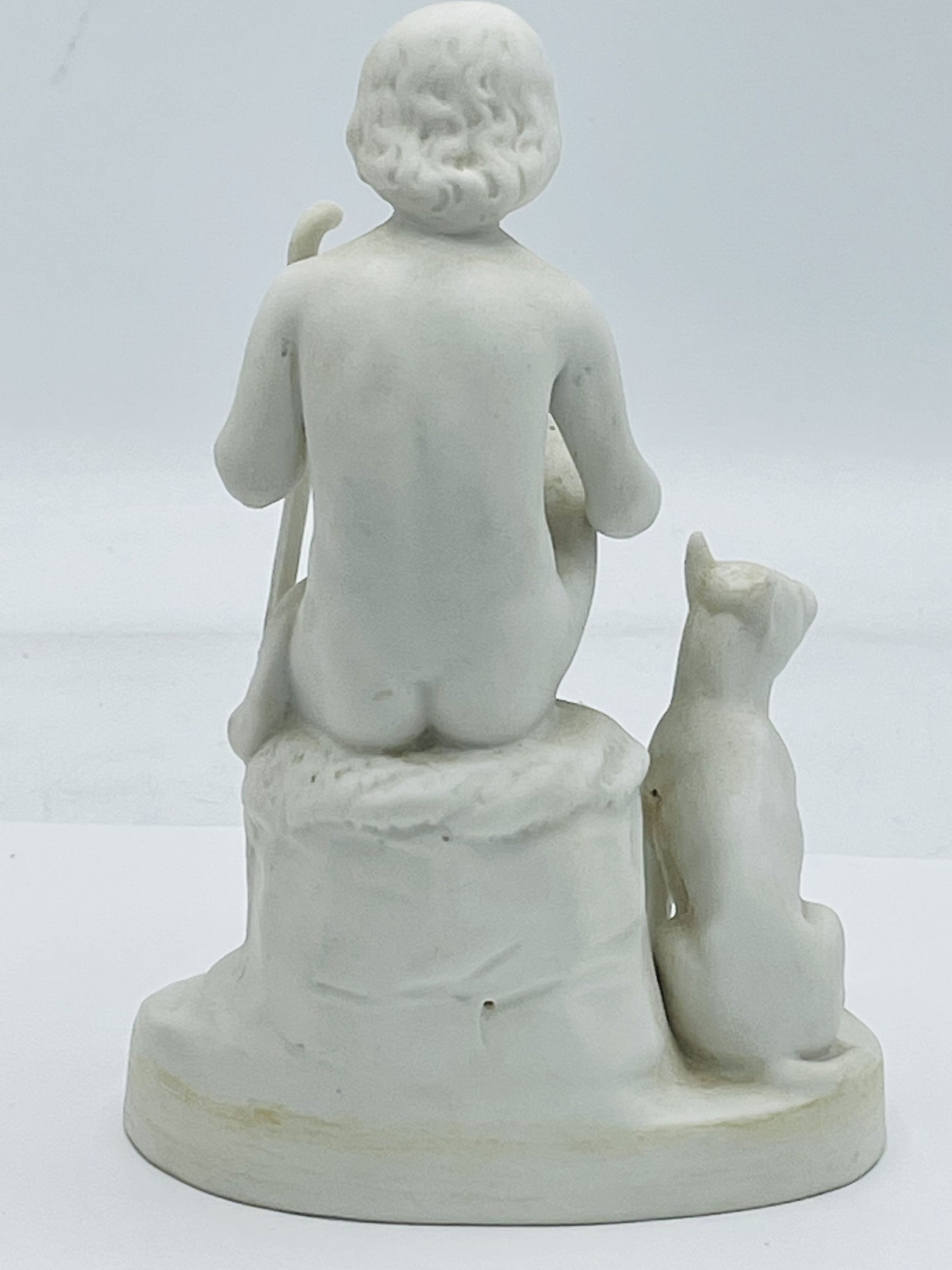 Vintage Hertwig Porcelain Bisque Figurine Featuring a Boy and His