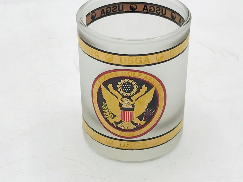 Vintage USGA 22K Gold encrusted Shot Glass-1999 United States Golf Association Souvenir image 1