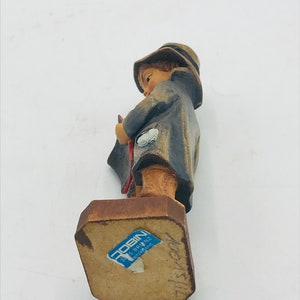 Vintage hand carved and hand painted Carving Little Boy Holding Book, Jobin Brienz Switzerland. figurine image 5