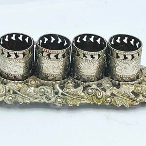 Vintage Lipstick Holder Silver Tone Metal Filigree 4 slots image 1