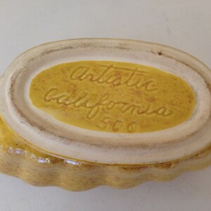 Vintage California Pottery Dark Yellow Planter or Vase Artistic California 500 Nice condition image 5