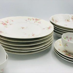 Vintage 17 PC Theodore Haviland Limoges -  Set  Roses -Limoges France Harrison Rose Excellent Condition- No chips
