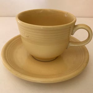 Vintage Fiesta Ware Tea Cup and Saucer Yellow- Homer Laughlin USA Mark