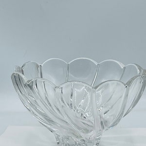 Vintage Spiral Crystal Art Glass Bowl- Signed 7.5&quot; X 4.5&quot;