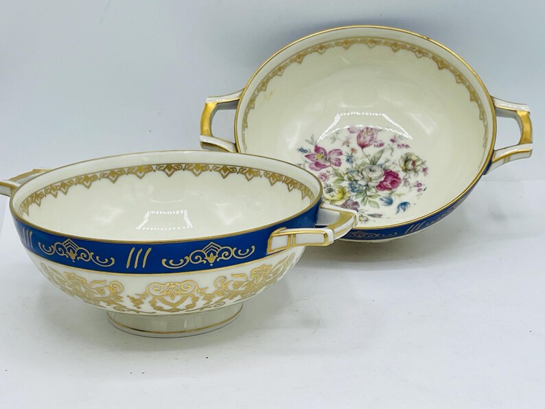H & C Bohemia Czechoslovakia Coronado Cream Soup Bullion Bowls - 2 ...