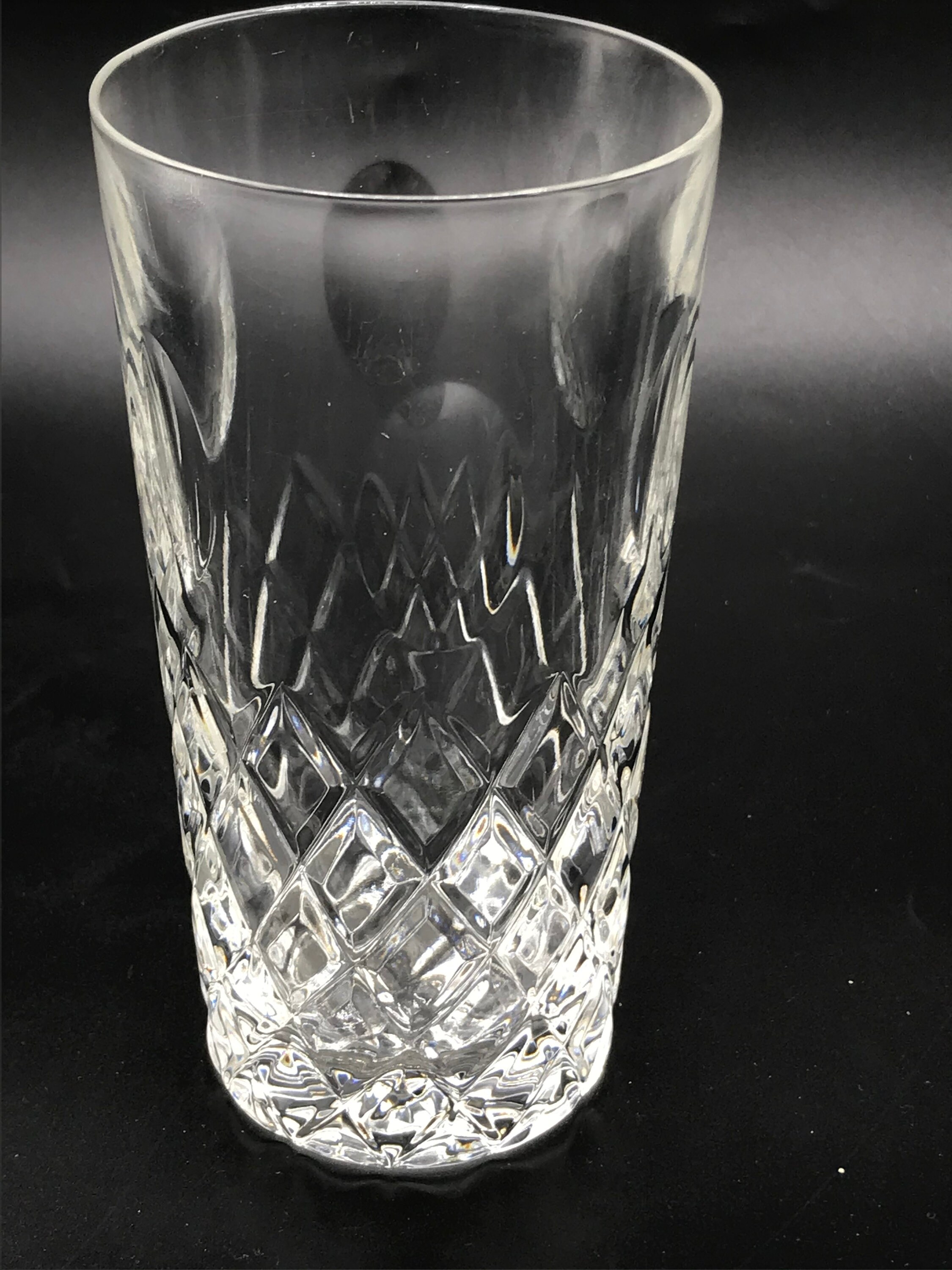 VTG Set of 12 Diamond Cut Paneled Lead Crystal Drinking Glasses Very Nice!