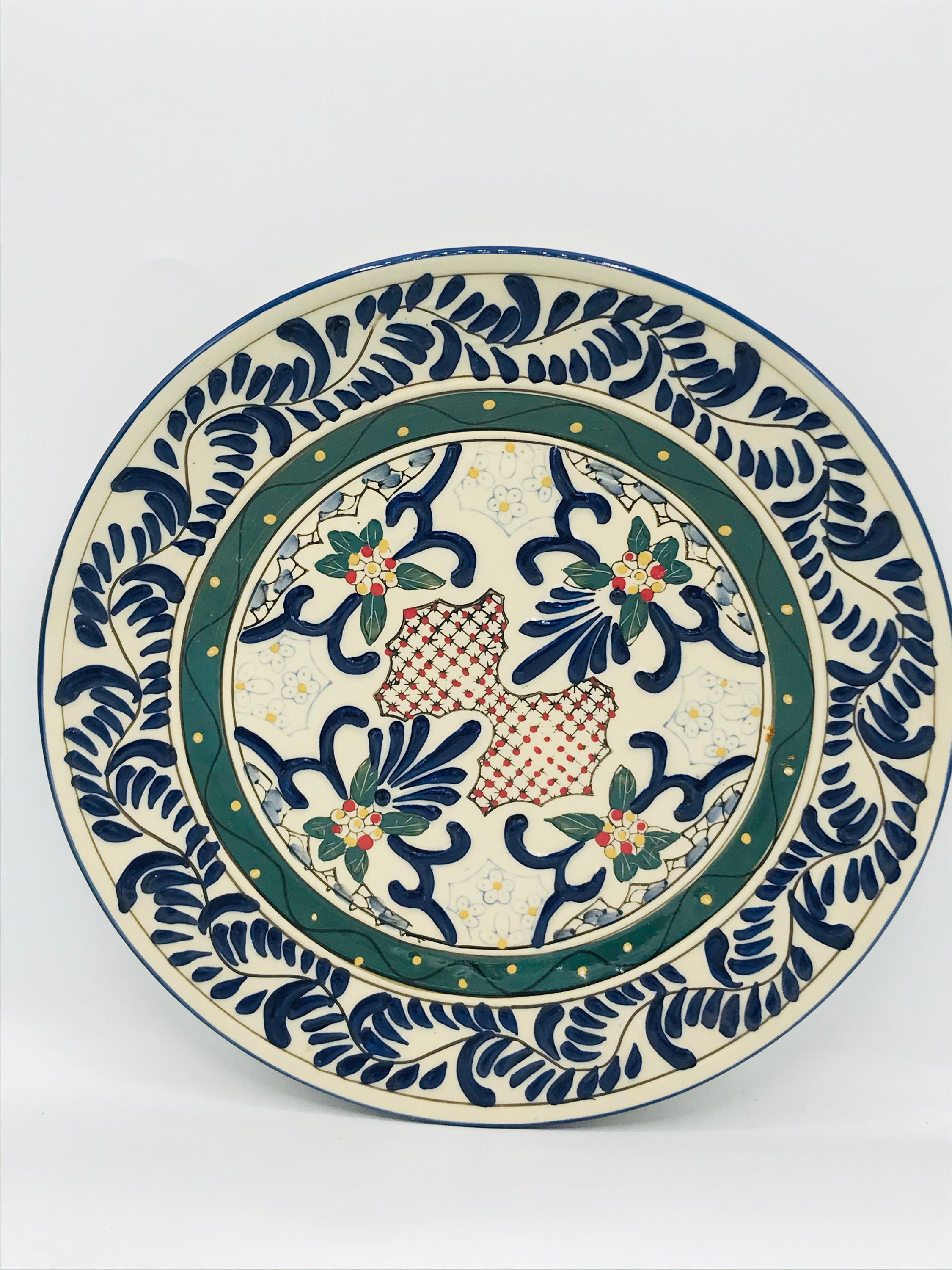 Vintage Large 12 Hand Painted Expressions Hanging Plate Etsy